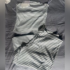 H&M Black and White Striped Knit Top & Pants Set